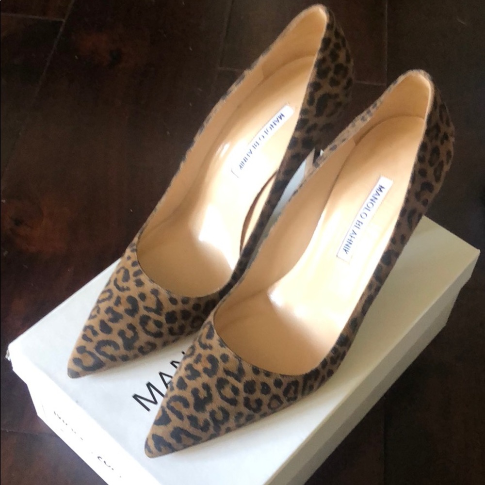 Excellent condition LEOPARD SUEDE MANOLO BLANIK